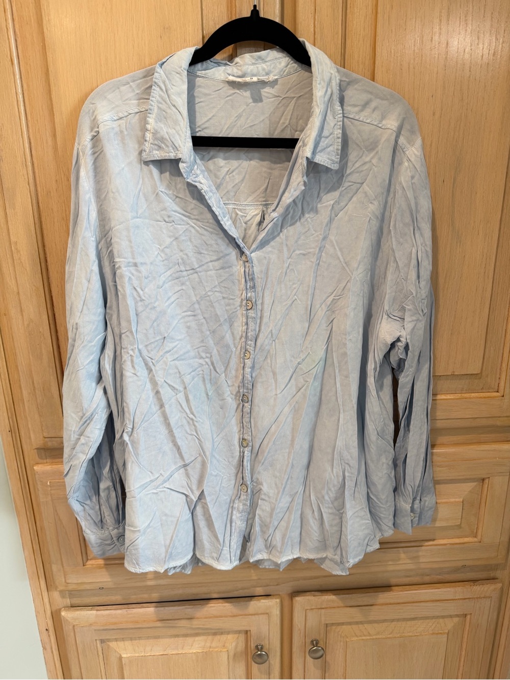 Light Blue Women's Button-Down Shirt - Relaxed Collared Blouse